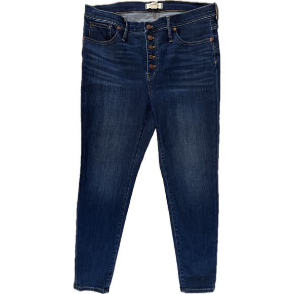 Madewell 9" Mid-Rise Skinny Jeans in Hayes Wash Button-Front Edition size 33 - Picture 1 of 9